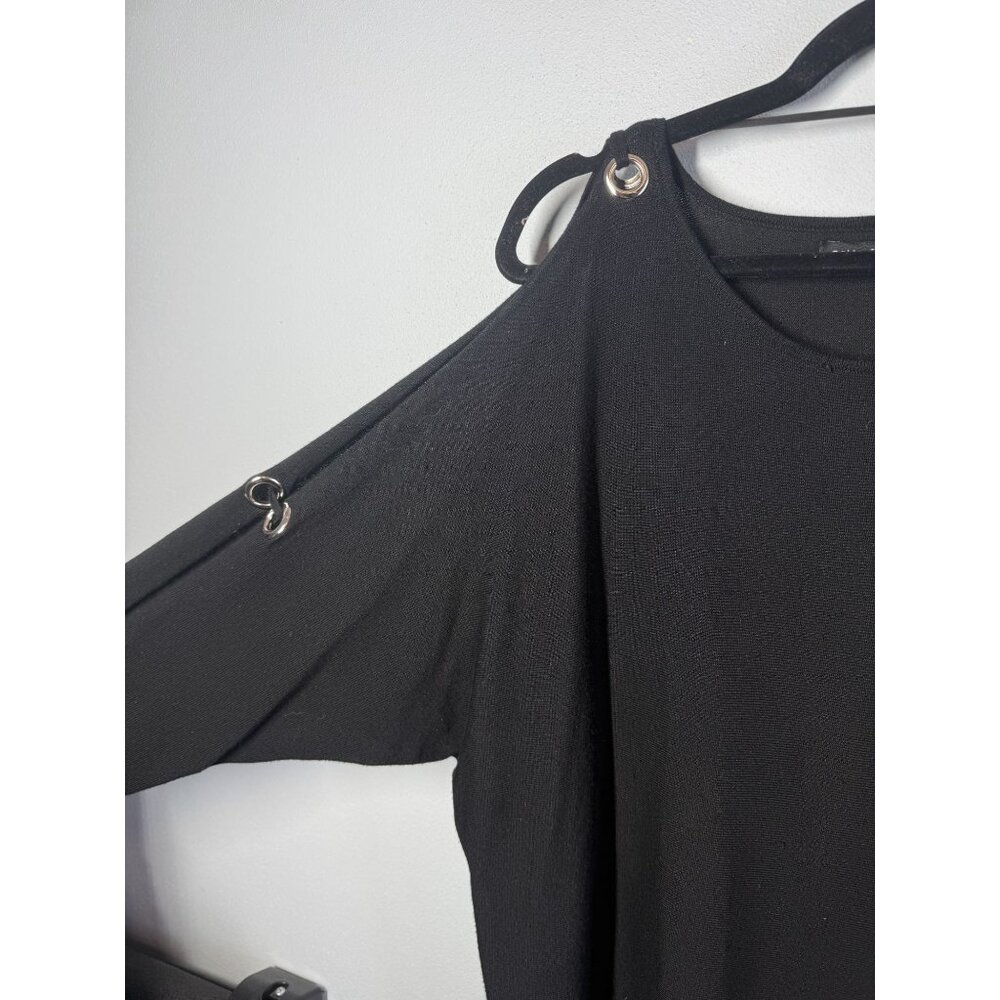 Cable & Gauge Womens‎ Open Shoulder & Arm Tunic Sweater XL Black Scoop Neckline - Picture 3 of 6